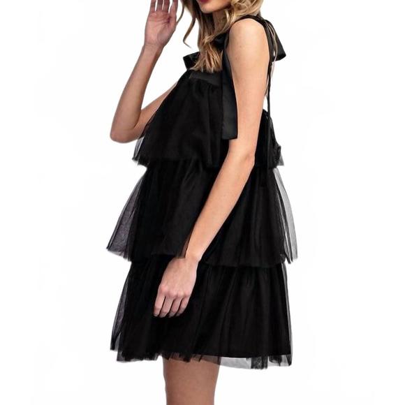 NEW LLOVE bianca tulle mini dress in black - Picture 2 of 5